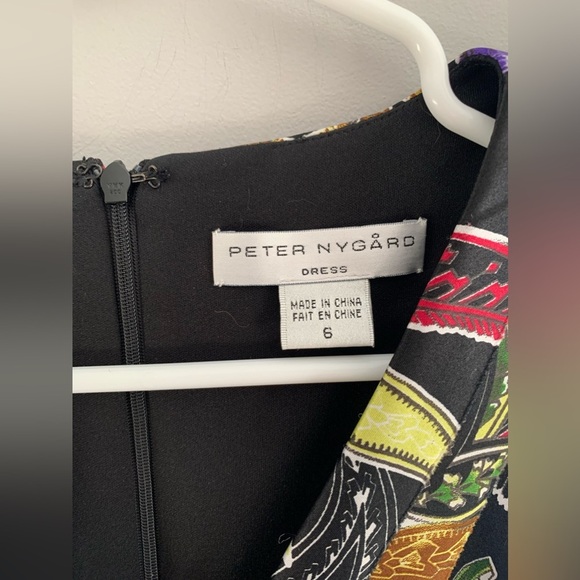 Peter Nygard Womens Tiered Dress 6 Multi Colored Short Sleeve Paisley Raw Hem - Picture 4 of 10